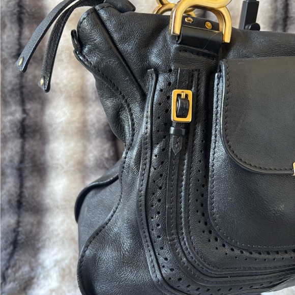 Chloé Black Leather Shoulder Bag with Gold Hardware - Picture 3 of 6